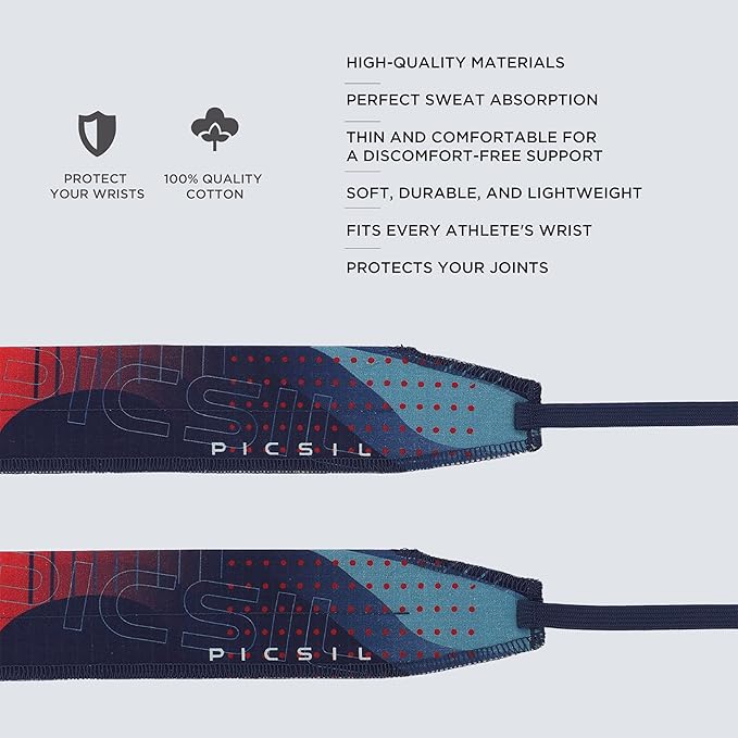 PICSIL Adjustable Wrist Support, Premium Fabric Weightlifting and Yoga Sweat Bands for Gym, for Women and Men, 1 Pair