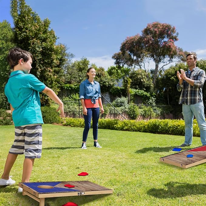 Foldable Cornhole Board Set 2ft X 1ft Solid Wood Premium Cornhole Game with 6 Bean Bags and Carrying Case Portable Cornhole Set for Kids and Adults Indoor or Outdoor Play