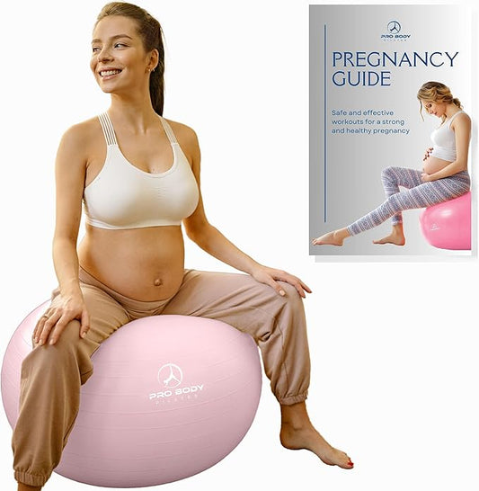 ProBody Pilates Pregnancy Ball - Yoga Ball for Pregnancy with Book, Prenatal, Labor & Postnatal Maternity Exercise