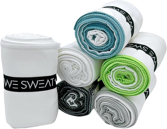 We Sweat’s (6 Pack) Microfiber Gym Towels, Silver ION Odor-Free Absorbent Fiber, Fast Drying Men & Women Workout Gear for Body Sweat, Towels, Sports Exercise Fitness Gear