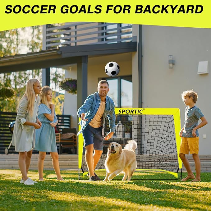 2 Pack 4' x 3' Soccer Goal Net Set, Pop Up Kids Practice Soccer Goals for Indoor and Outdoor.Portable Soccer Net with Carrying Bag & Ground Pegs, Perfect for Backyard, Field, Court