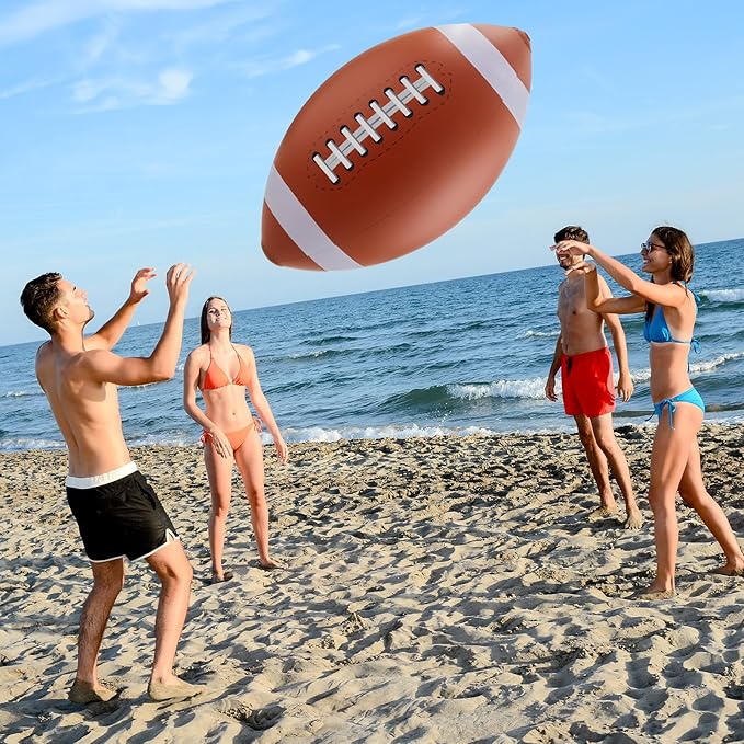 Lewtemi Giant Inflatable Sports Balls Large Inflatable Beach Ball Baseballs Soccer Rainbow Basketball Football for Sport Birthday Party Favor(2 Pcs,Baseball, Football,27 Inch)