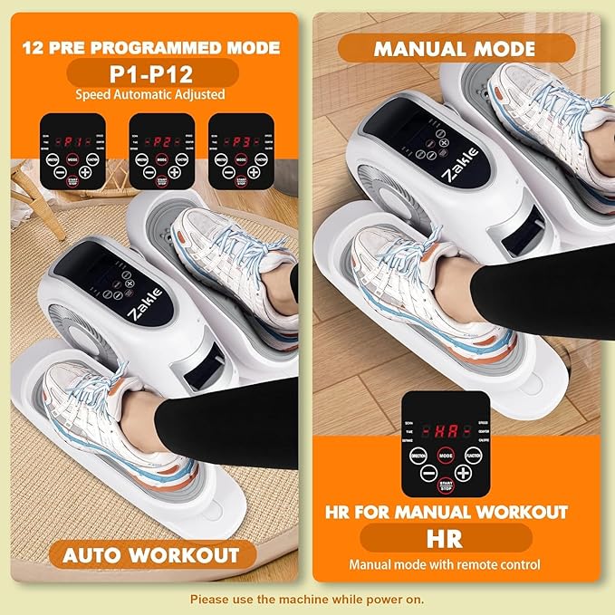 Zakle Under Desk Elliptical Machine, Electric Elliptical Training Machine w/Remote Control, 12 Speed Levels, Quiet Seated Pedal Exerciser for Home Office