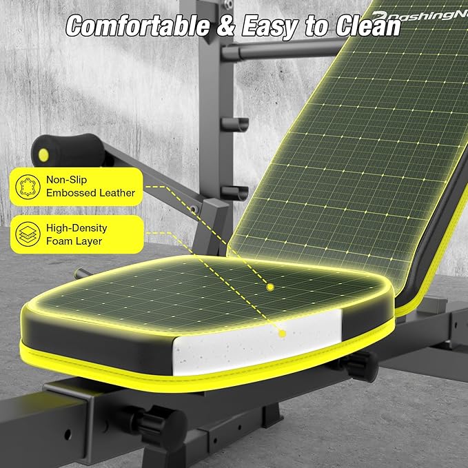 6 In 1 Weight Bench Set, 2093 LBS Foldable Bench Press with Push-Pull Bench, Adjustable Work Out Equipment for Home Gym with Squat Rack, Standard Strength Training Bench