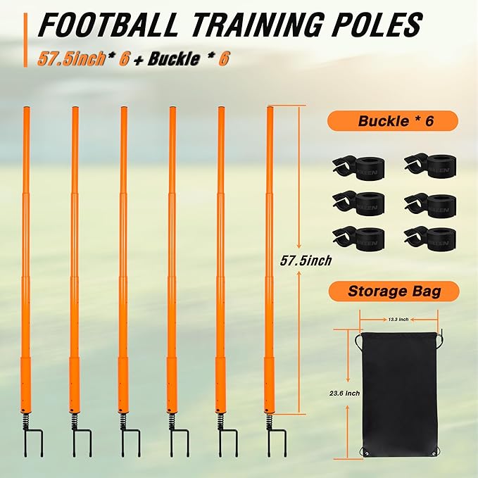 Hikeen Telescopic Length Soccer Poles Fixed & Collapsible Options Agility Training Hurdles and Football Obstacle for Teenager Soccer Training Outdoor Sports Speed Training Equipment