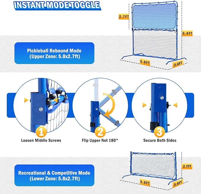 Pickleball Practice Rebounder Net for Dink Volley Solo Training Equipment, 7.9FT or 6FT 2in1 Mini Pickleball Net Portable Trainer for Outdoor Driveway Backyard Indoor Garage, Easy Setup & Storage