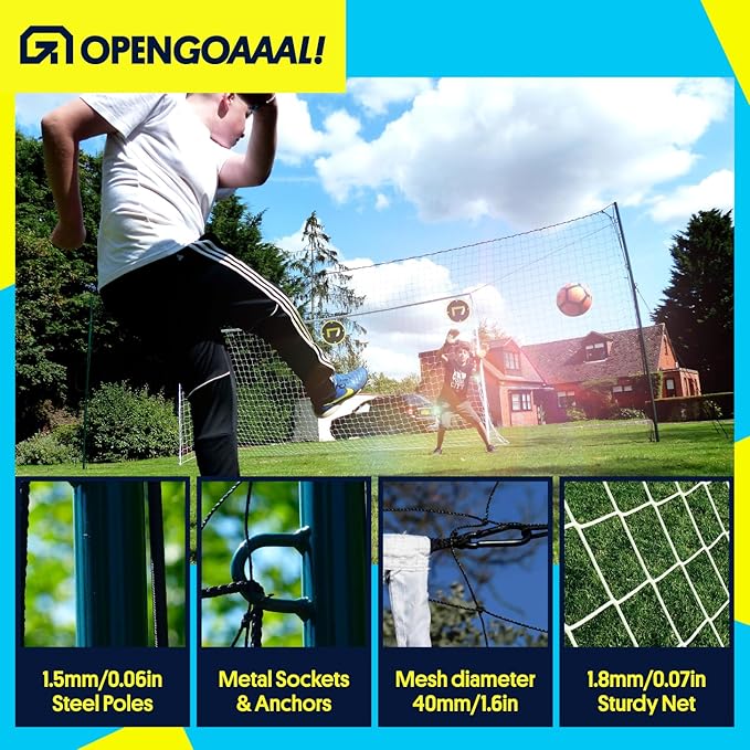 Soccer Goals & Soccer Backstop Net with Rebounder - All-in-One Backyard Net - Sports & Outdoors Soccer Goal for Volley, Passing, Solo Training
