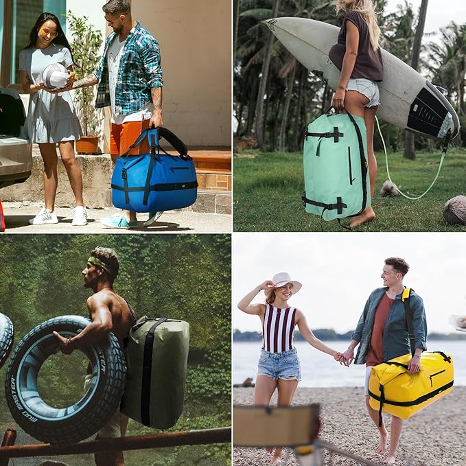 MIER Large Waterproof Duffel Bag Rolltop Dry Backpack Duffle Bags for Kayaking, Rafting, Boating, Swimming, Camping, Travel, Gym, Beach, 60L/80L