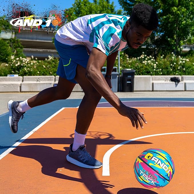 AND1 Ultra Grip Basketball: Official Regulation Size 7 (29.5 inches) Rubber- Deep Channel Construction Streetball, Made for Indoor Outdoor Basketball Games