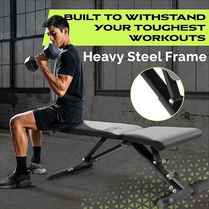 Rage Fitness Weight Bench Press Seat, Folding Bench for Home Gym, Adjustable Bench for Weight Lifting, Strength Training Bench for Full Body Workout, Incline Decline Workout Bench, Stable Gym Bench