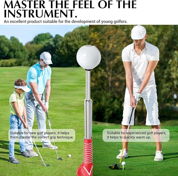 Golf Grip Trainer,Golf Swing Trainer,Retractable Right-Handed Grip Trainer Golf Training Aid for Warmup, Strength Tempo Practice, Indoor/Outdoor Use Improve Swing Rhythm & Accuracy