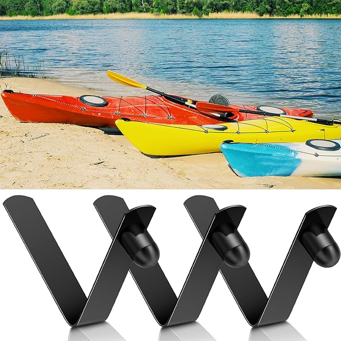 Moxweyeni 8 Pieces Push Button Spring Clips Tent Pole Clips Stainless Steel Kayak Paddle Spring Snap Clips Locking Tube Pin for Camping Kayak Paddle Tent Pole