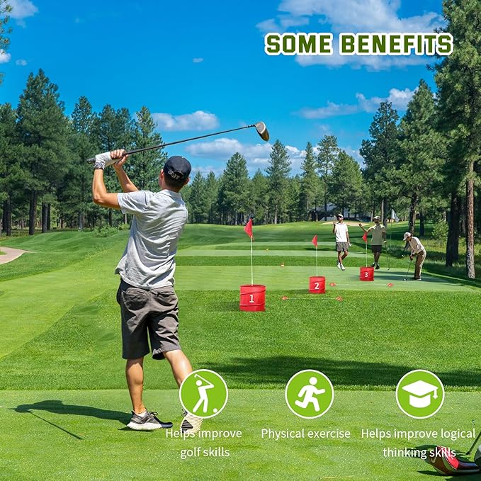 9 Holes-Outdoor Backyard Golf Game Set,Outdoor Yard Golf Chipping Game with 2 Clubs,Ball and Flag,Fun for All Crowd, Perfect for Beach,Park,Lawn and Camping