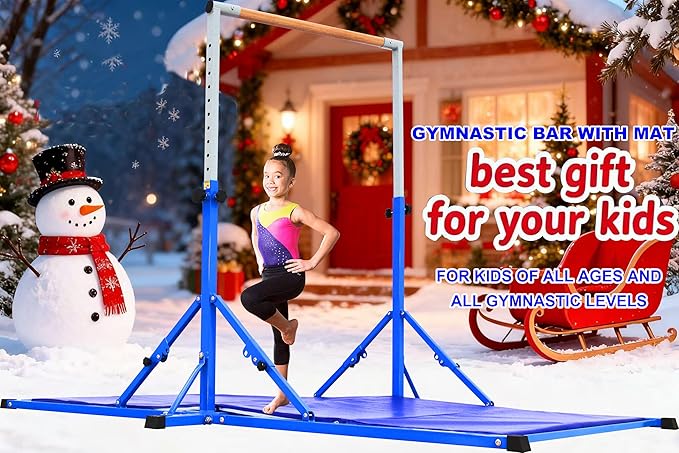 MARFULA Gymnastic Bar for Kid and Teenage Ages 3-25, 5 FT / 8 FT Base Length, 4 FT Width 5 FT Height, Gymnastic Kip Bar Horizontal Bar for Gymnast, Gymnastic Training Equipment for Home and Club Use