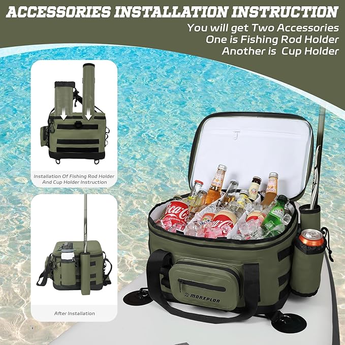 Waterproof Shell 24 cans Paddle Board Cooler Bag, Sup Deck,Kayak Cooler Bag Accessories