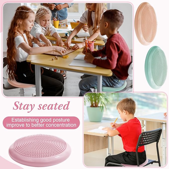 Libima 8 Pcs Wiggle Seat for Sensory Kids Flexible Wobble Cushion Non Slip Balance Disc with Inflation Pump for Adults Core Strength Physical Exercise Improve Posture School Home Office