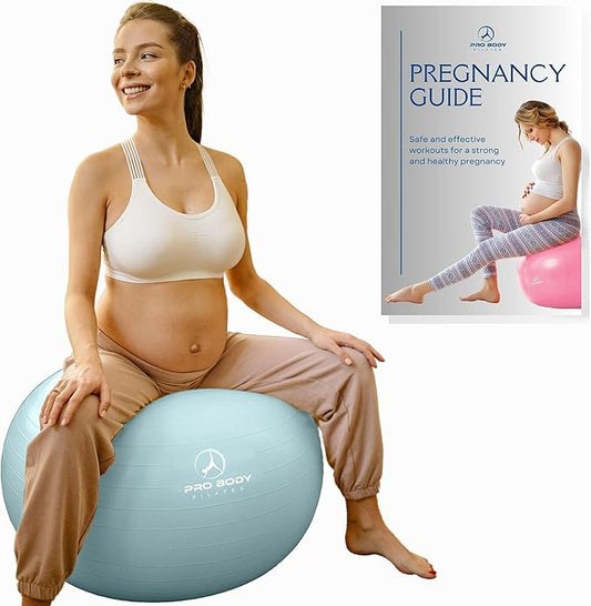 ProBody Pilates Pregnancy Ball - Yoga Ball for Pregnancy with Book, Prenatal, Labor & Postnatal Maternity Exercise