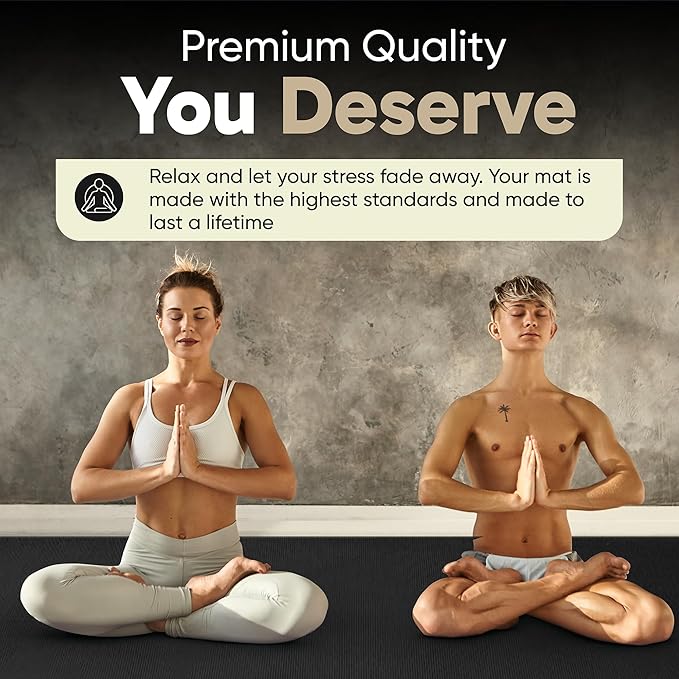 Gorilla Mats Premium Large Yoga Mat – 7' x 5' x 8mm Extra Thick & Ultra Comfortable, Non-Slip Barefoot Exercise Mat – Works Great on Any Floor for Stretching, Cardio or Home Workouts