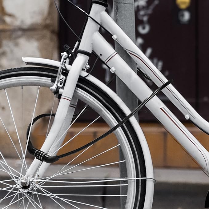 Bike Cable Lock,2Pack,4-Digit,4ft Long Resettable Combination High Security Bicycle Lock for Scooter, Vinyl-Coated Anti-Theft 5/16 in Diameter