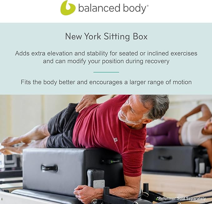 Balanced Body New York Sitting Box for Pilates Reformer, Pilates Equipment for Home Workouts and Professional Studio Use, Fits All Balanced Body Wood Reformers and Metro IQ Reformers