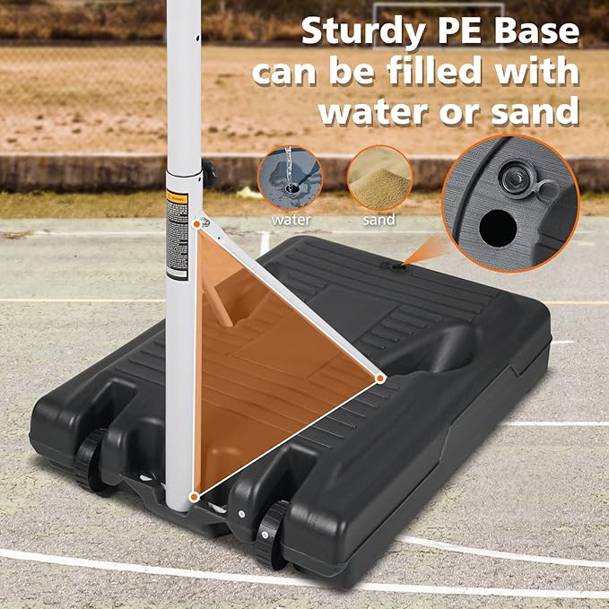 Pool Basketball Hoop, Adjustable Poolside Basketball Hoop with Wheels, Outdoor Height Adjustable Swimming Pool Basketball Goal Set, Perfect for Swimming Pool & Home Play