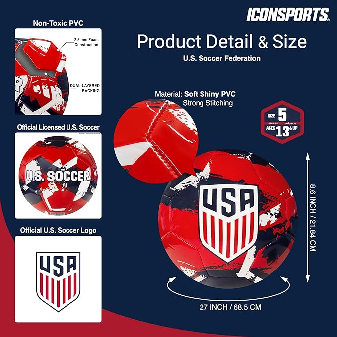Icon Sports Officially Licensed Tottenham Hotspur Regulation Size 5 Soccer Ball