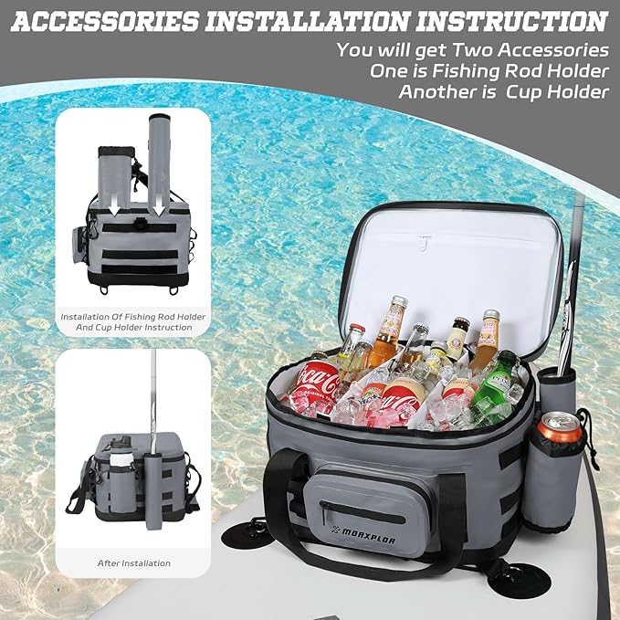 Waterproof Shell 24 cans Paddle Board Cooler Bag, Sup Deck,Kayak Cooler Bag Accessories