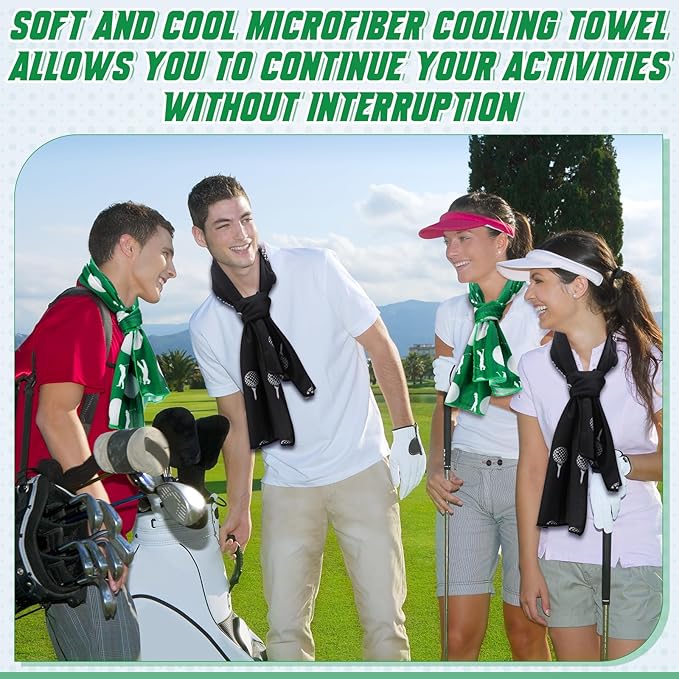 24 Count Sports Cooling Towels Baseball Basketball Softball 40 x 12 Inch Breathable Soccer Football Volleyball Microfiber Ice Towel Fast Drying for Party Favors Team Gift (Green,Golf)