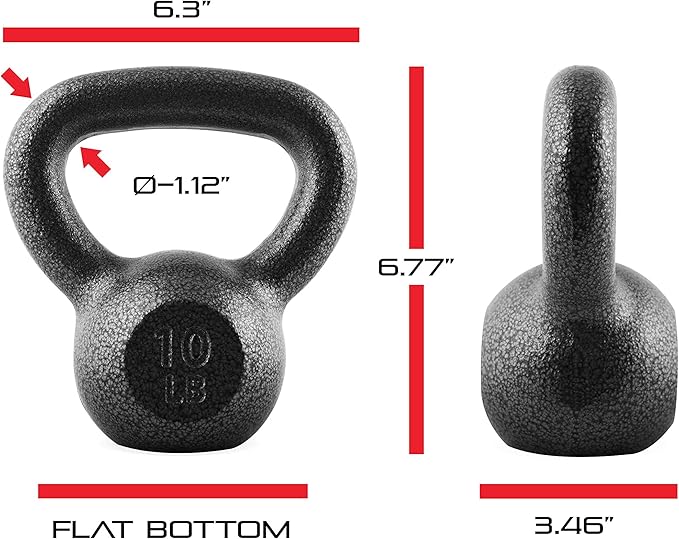 WF Athletic Supply Hammerstone Painted Cast Iron Kettlebells, Home & Gym Equipment, Great for Strength Training, Full Body Workout & Crossfit Training, Color & Size Options Available in 10-80 Pounds