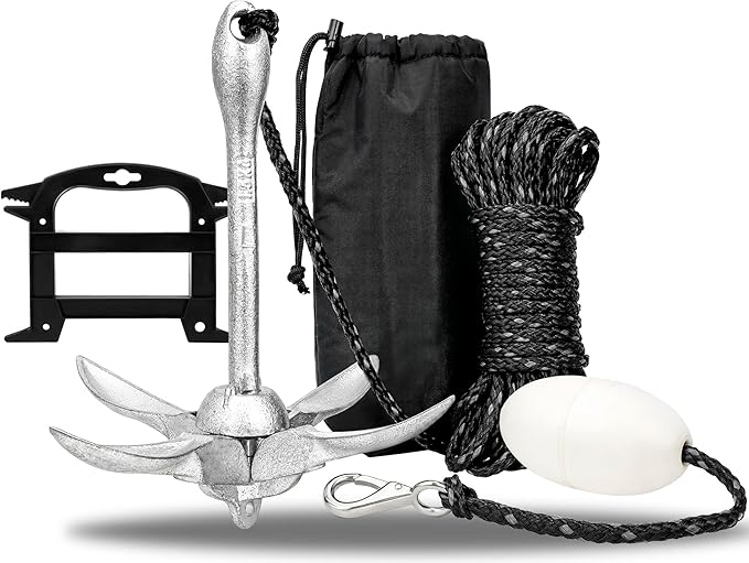 Young Marine Grapnel Anchor Kit for Small Boats, Kayaks, PWC, Jet Ski, Paddle Boards, etc. - 3.5 lbs