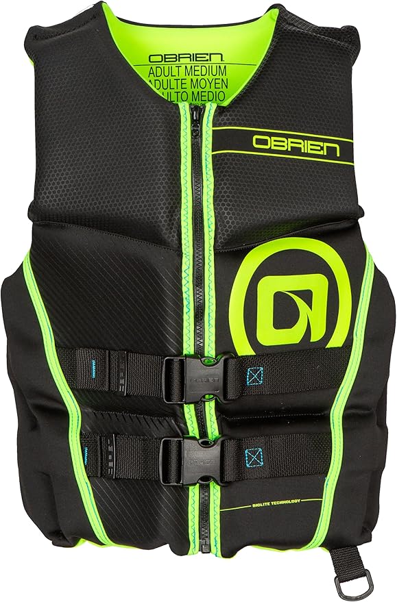 O'Brien Flex V-Back Life Jacket – Coast Guard Approved Adult Life Vest with Flex Fit Design, Lightweight Foam & Front Zip Closure for Watersports, Boating, and Jet Skiing