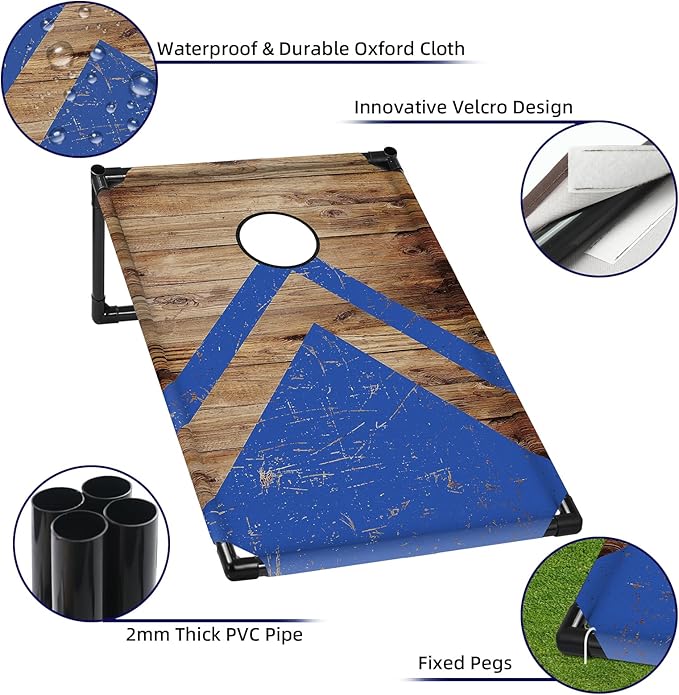 NZQXJXZ 3x2 ft Cornhole Board Set with 8 Bean Bags and Carrying Bag, Outdoor Toss Game Set for Kids and Adults, Portable Corn Hole Sets for Beach Lawn Backyard