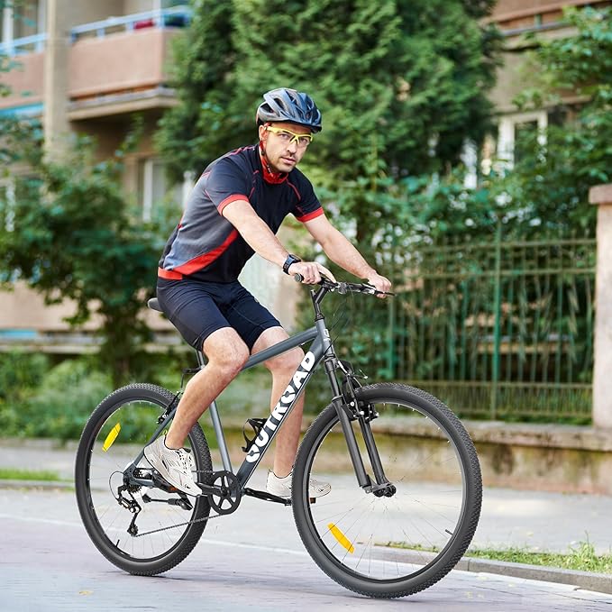 Hardtail Mountian Bikes with 7/21 Speeds Drivetrain, 26 Inch Wheel Mountian Bicycles with Front Suspension, Widened Frame Commuting Bikes with V/Dual Disc Brake