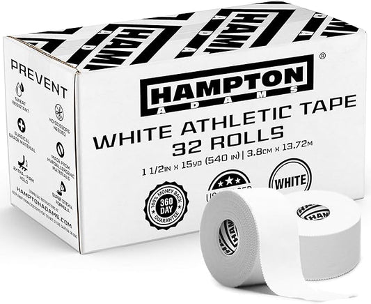 Hampton Adams | Official BJJ Partner | As Seen on Shark Tank | Bulk Athletic Sports Tape (32-Pack, 45ft) | Easy Tear & No Sticky Residue | Strong Support for Athletes Trainers Injury Wraps