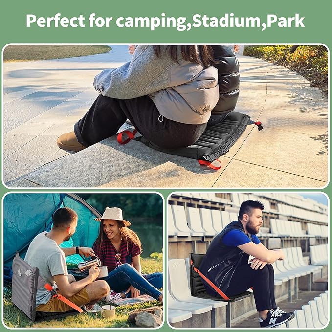 EULANT Lightweight Inflatable Folding Seats for Camping Chair with Back Support and Adjustable Straps,Foldable Bleacher Chairsfor Camping Hiking Sporting Events and Park