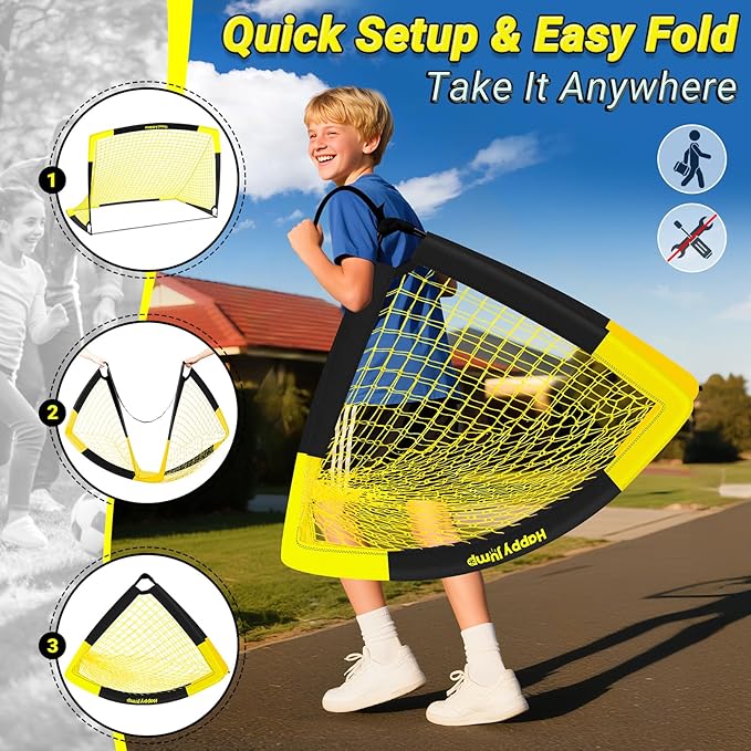 Soccer Goal Pop Up Foldable Soccer Net for Backyard 7x5FT,5x3.6FT,4x3FT,3x2.2FT