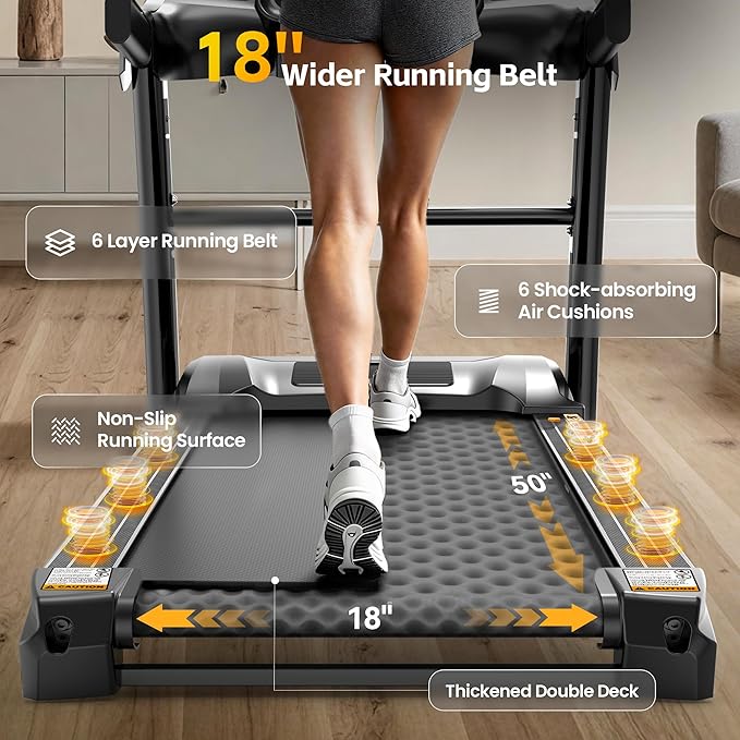 5.0 HP Folding Treadmills for Home with 15% Incline, 400 lbs Capacity Treadmills for Exercising, 0.6-10MPH, APP Control,Shock Absorption, Safe & Quiet