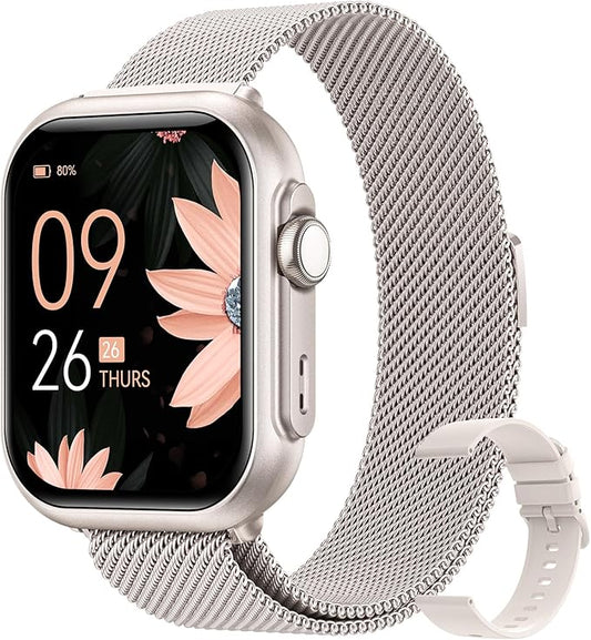Fitness Smart Watches for Women Men: Smart Watch for iPhone&Android Bluetooth Call with 24/7 SpO2 Sleep Heart Rate Monitor, IP68, Fitness Tracker with 120+Sport, Reloj Inteligente 30 Day Life, 2 Bands