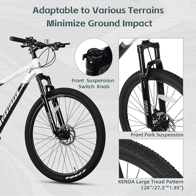 AVASTA Earth 26 27.5 inch Mountain Bike with 21-Speed,Aluminum Frame, Dual Disc Brake, Comfortable Saddle,Multiple Colors
