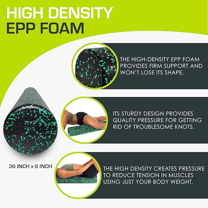 ProsourceFit High Density Foam Rollers 36 - inches Long,Firm Full Body Athletic Massage Tool for Back Stretching, Yoga, Pilates, Post Workout Muscle Recuperation