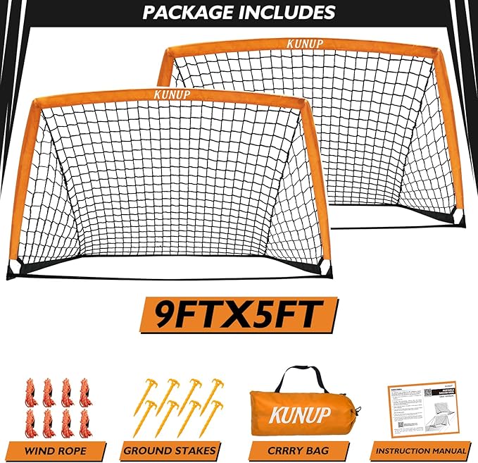 2 of 5×3 6x4 9x5 FT Portable Kids Soccer Goals Set, Foldable Soccer Practice Nets for Backyard with Carrying Bag for Toddler Youth Pop Up Soccer Training Equipment Indoor Outdoor Sports Game Gift