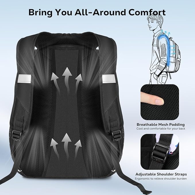 MoKo Baseball Bag, Softball Bag with External Helmet Holder & Fence Hook for T-Ball Bat Softball Equipment, Lightweight & Breathable Baseball Backpack with Shoe Compartment for Youth & Adult, Black
