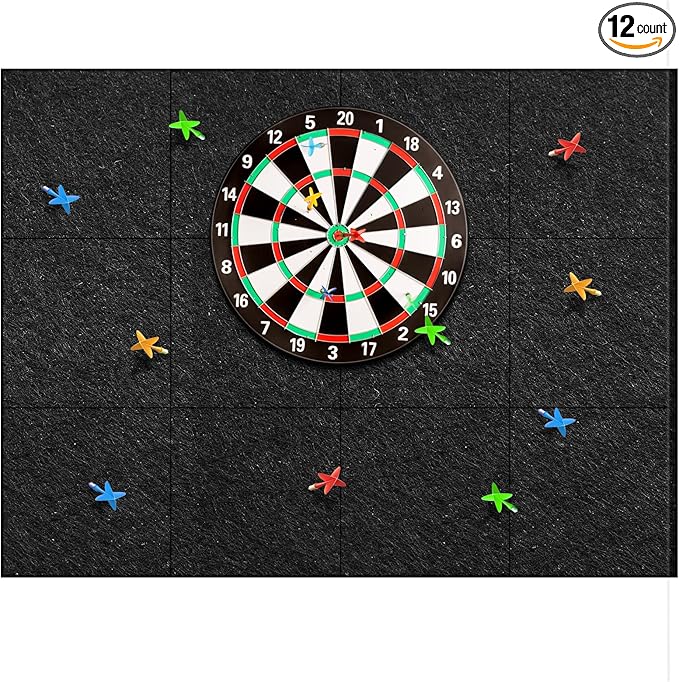 Extended Length Dart Board Surround Wall Protectors Fit 17.75'' and 18'' Dartboard Dart Backboard Felt Wall with Removable Adhesive Tabs