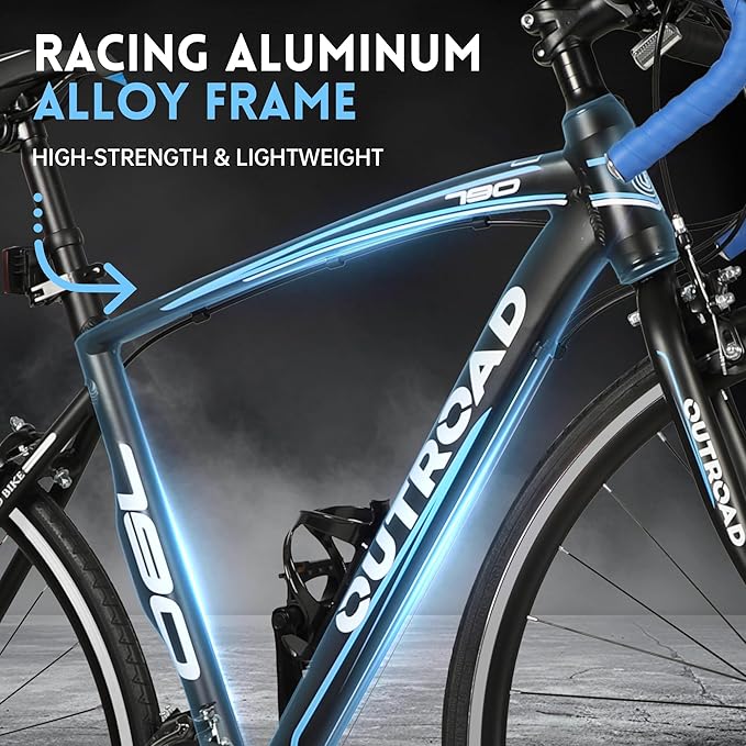 Road Bike 14-21Speed 700C Wheel with Light Aluminum Alloy Frame Commuter Bicycle with Dual Disc/V Brakes for Women and Men Black,White,Blue,Red