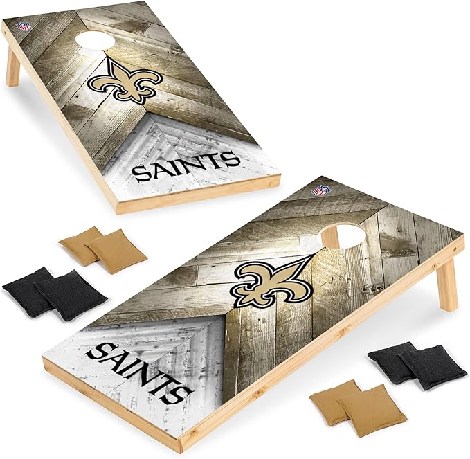 Wild Sports NFL Football 2' x 4' Regulation Size Solid Wood Cornhole Set with Direct Print HD Team Graphics Great Gift for Any Football Fan! Bean Bag Toss Family Outdoor Game