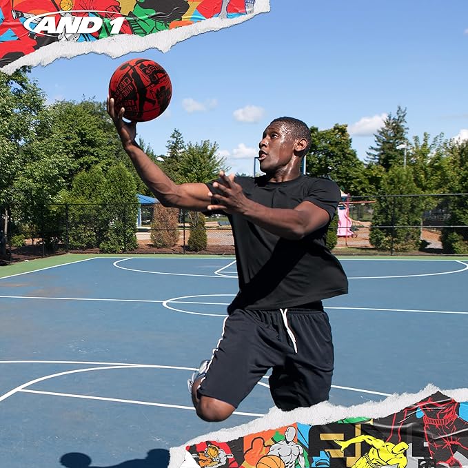 AND1 Street Art Rubber Basketball: Official Regulation Size 7 (29.5 inches) Rubber Basketball - Deep Channel Construction Streetball, Made for Indoor Outdoor