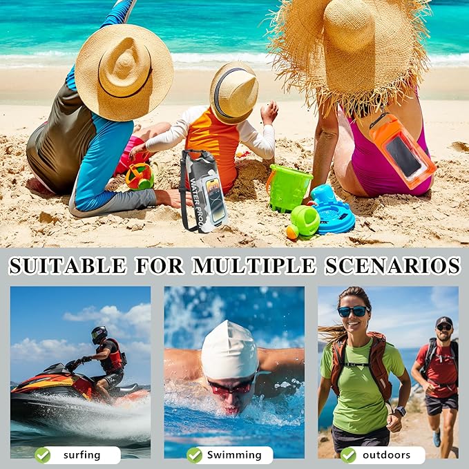 IP68 Waterproof Dry Bag, 2L - Roll Top Waterproof Pool Bag,Dry Bags for Kayaking Waterproof-w/Phone Pouch,Large Waterproof Phone Pouch,Boating & Kayak Accessories Camping (Gray 2L)