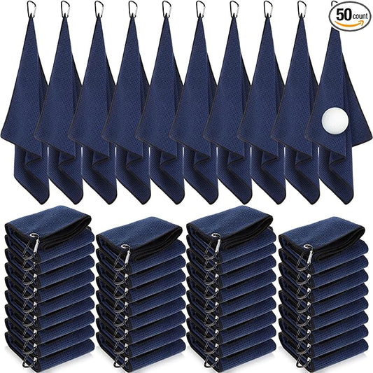 Batiyeer Golf Towels Bulk for Bags 16'' x 16'' Microfiber Waffle Pattern Golf Towel with Clipfor Mini Tournament, Club, Yoga, Fitness
