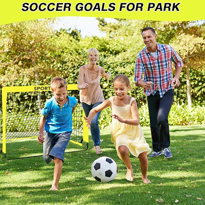 2 Pack 4' x 3' Soccer Goal Net Set, Pop Up Kids Practice Soccer Goals for Indoor and Outdoor.Portable Soccer Net with Carrying Bag & Ground Pegs, Perfect for Backyard, Field, Court