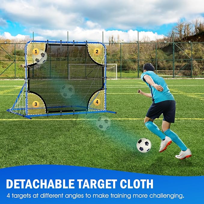 Three Mode Soccer Goal & Rebounder Net & Target Net,Four Targets for Precise Training,Tough-Built for Intense Shots,Quick-Switch Angle Soccer Training for Control/Passing Practice for Kids Teen